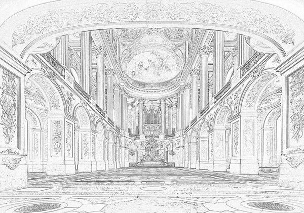 Fototapet - Sala mare din Vesaille (254x184 cm)