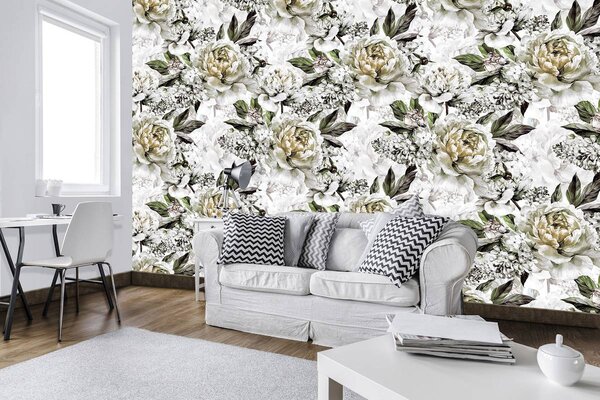 Fototapet - Bujori aurii (152,5x104 cm)