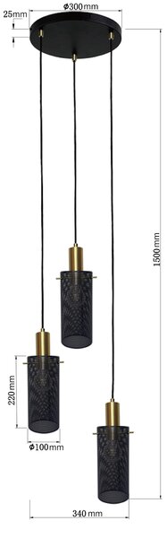 Light Prestige Tirana lampă suspendată 3x40 W negru-auriu LP-945/3PBK