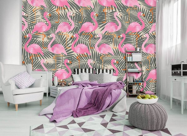 Fototapet - Flamingo - roz spre gri (152,5x104 cm)