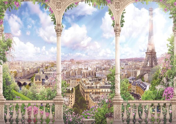 Fototapet - Privire spre Turnul Eiffel (254x184 cm)