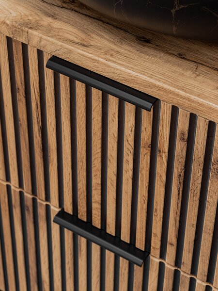 Comad Xilo dulap 80x46x57 cm sub chiuveta pe perete negru-stejar XILO BLACK WOTAN 82-80-D-2S