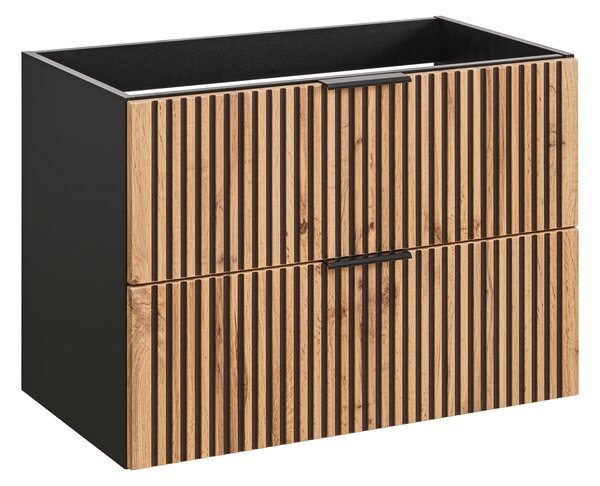 Comad Xilo dulap 80x46x57 cm sub chiuveta pe perete negru-stejar XILO BLACK WOTAN 82-80-D-2S