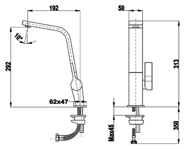 Teka ICC baterie bucătărie pe picior crom 116030004