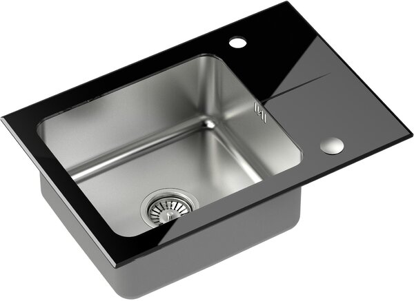 Quadron Hugh chiuvetă sticlă-oțel 64x44 cm negru ST3564SC1BS