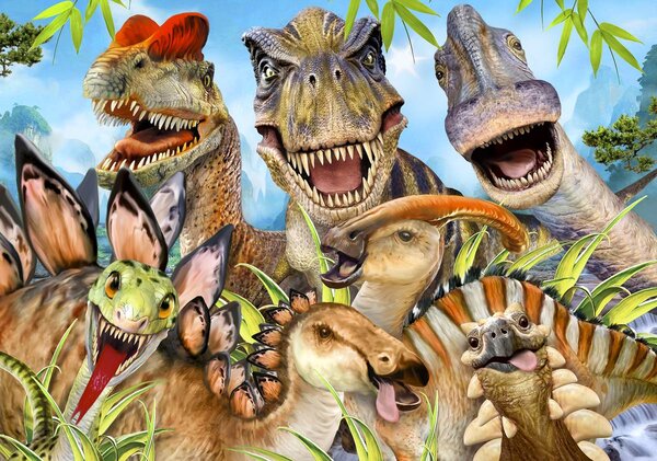 Fototapet - Dinozauri - selfie (152,5x104 cm)
