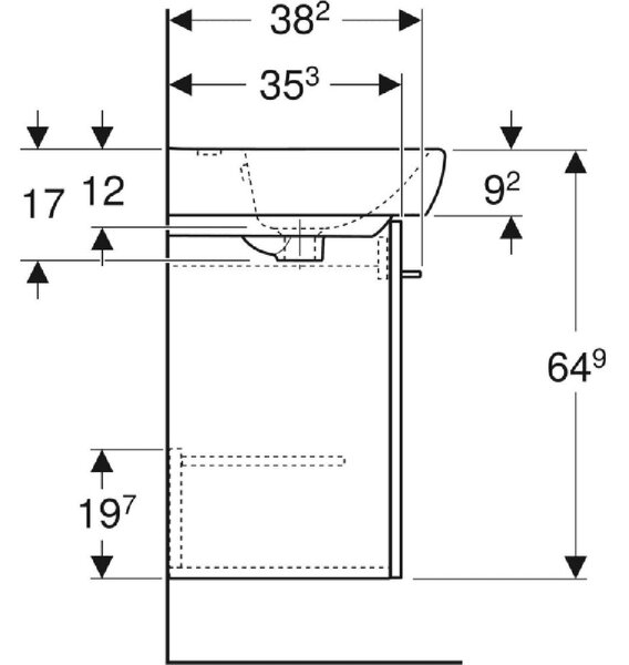 Geberit Selnova Square lavoar cu dulap 50 cm alb 502.750.00.1