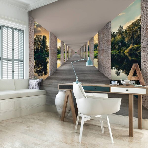 Fototapet - Tunel cu privire spre lac (152,5x104 cm)
