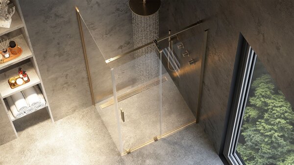 Rea Montana, cabina de dus cu usa culisanta 100x90cm, sticla transparenta 6mm, profil auriu mat, KPL-K2508
