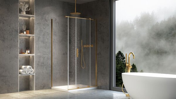 Rea Montana, cabina de dus cu usa culisanta 100x90cm, sticla transparenta 6mm, profil auriu mat, KPL-K2508