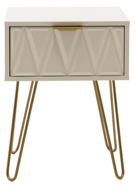 Noptiera Model Isla, Alb/Auriu, 42x35x55cm