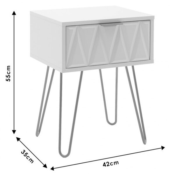 Noptiera Model Isla, Alb/Auriu, 42x35x55cm