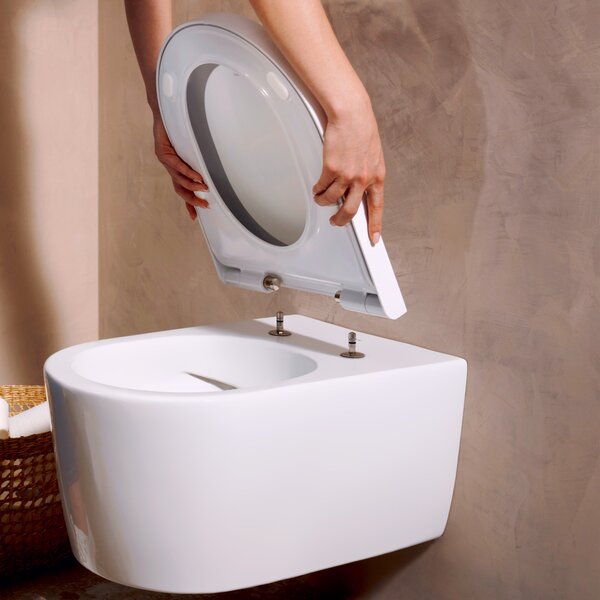 Hansgrohe EluPura S vas wc cu capac soft-close agăţat fără margine alb lucios 60292450