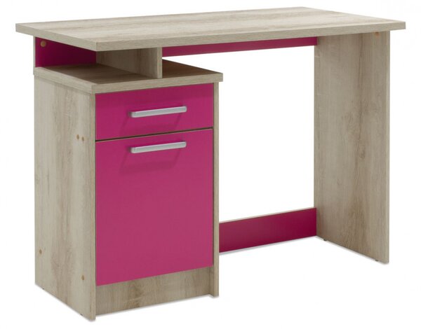 Birou pentru Copii Pako World, model Castillo, 100x75x55 cm, Stejar castillo/Roz