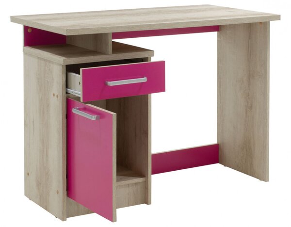 Birou pentru Copii Pako World, model Castillo, 100x75x55 cm, Stejar castillo/Roz