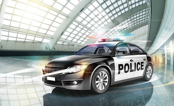 Fototapet - Mașina de poliție (254x184 cm)