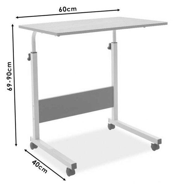 Birou ajustabil Pako World, model Piper, 60x69-90x40 cm, Stejar/Alb