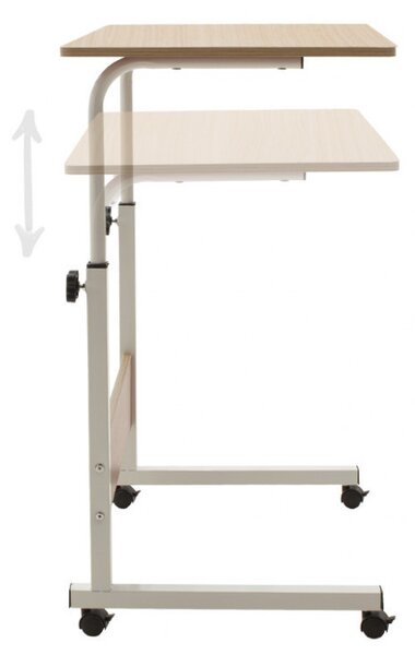 Birou ajustabil Pako World, model Piper, 60x69-90x40 cm, Stejar/Alb