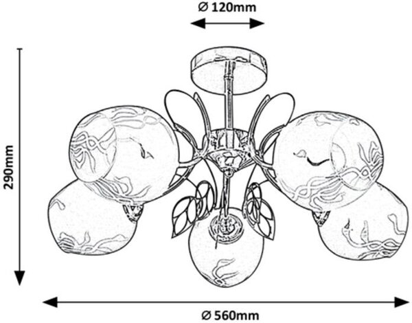 Rabalux Fauna lampă de tavan 5x40 W auriu 5099