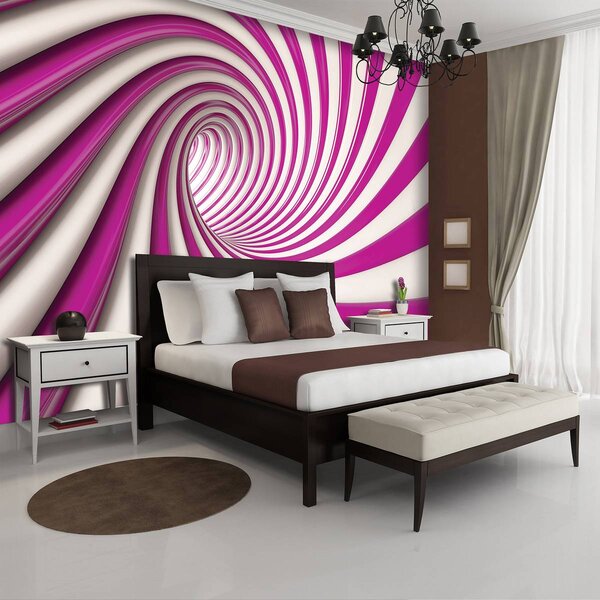 Fototapet - Tunelul alb și roz 3D (152,5x104 cm)