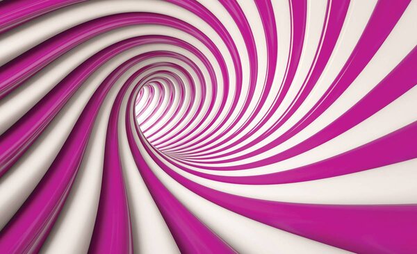 Fototapet - Tunelul alb și roz 3D (152,5x104 cm)