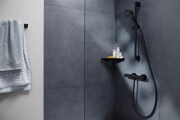 Hansgrohe Ecostat Fine baterie de duș perete cu termostat negru 13324670