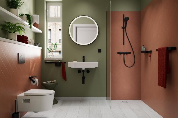 Hansgrohe Ecostat Fine baterie de duș perete cu termostat negru 13324670