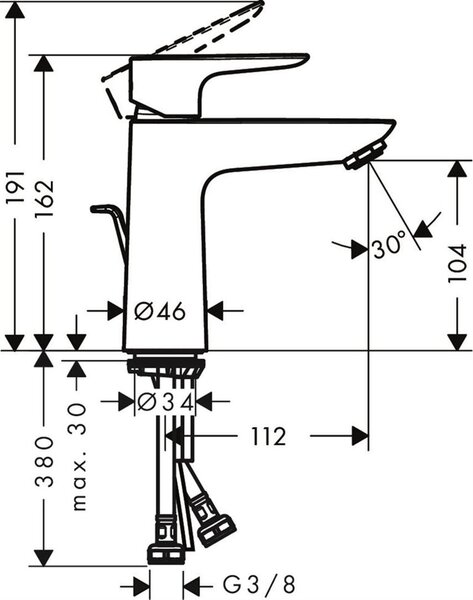 Hansgrohe Talis E baterie lavoar stativ negru 71713340
