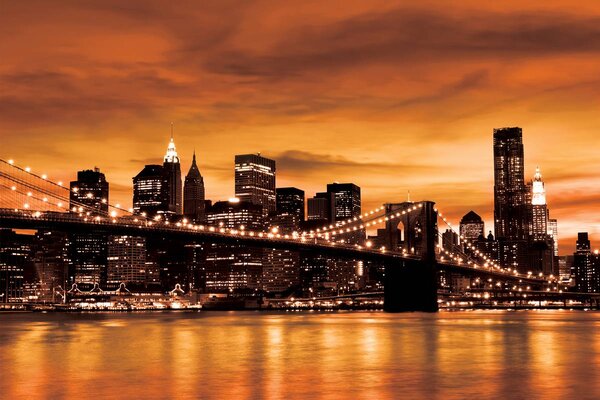 Fototapet - New York și Brooklin Bridge City (152,5x104 cm)