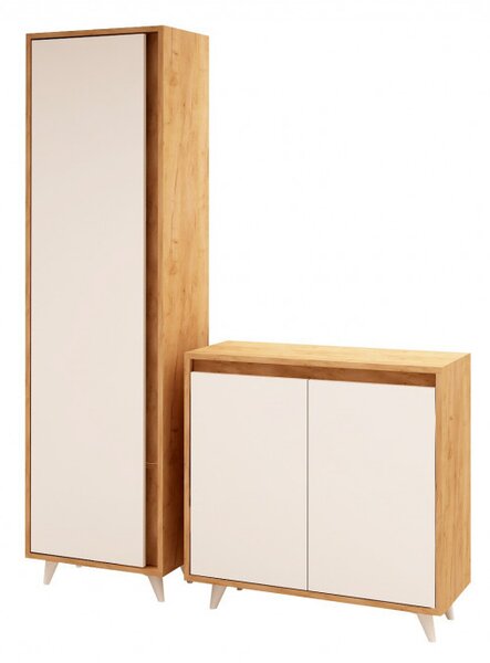 Dulap Pantofi Model Reyes, Stejar/Alb