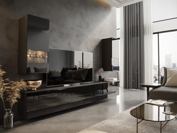 Mobilier living Berny 46 (negru + negru lucios). Promo -33%. 1041469