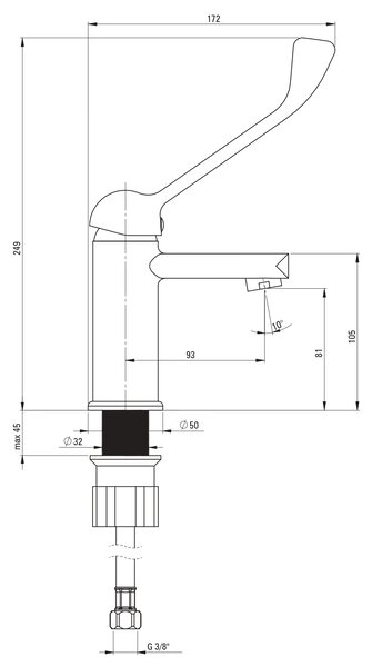 Deante Tubo baterie lavoar stativ crom BUT_020C