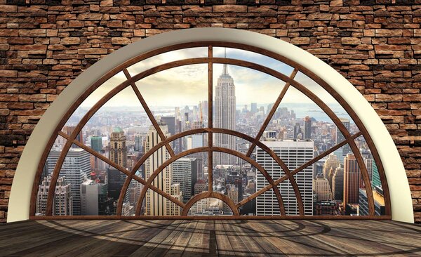 Fototapet - New York - privire din geam (152,5x104 cm)