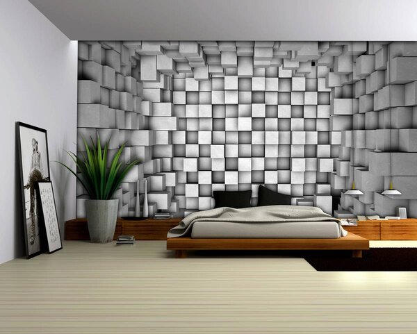 Fototapet - 3D pătrate (254x184 cm)