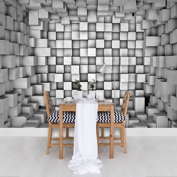 Fototapet - 3D pătrate (254x184 cm)