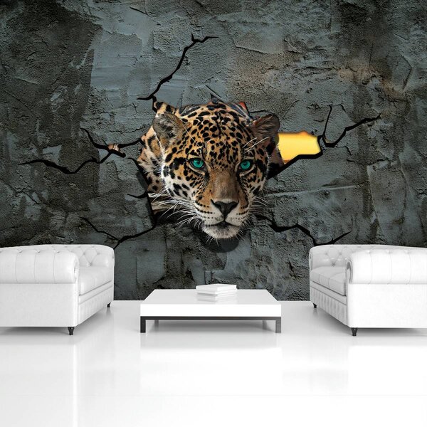 Fototapet - Jaguar după zid (254x184 cm)