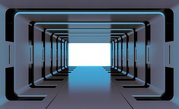 Fototapet - Tunel 3D albastru (152,5x104 cm)