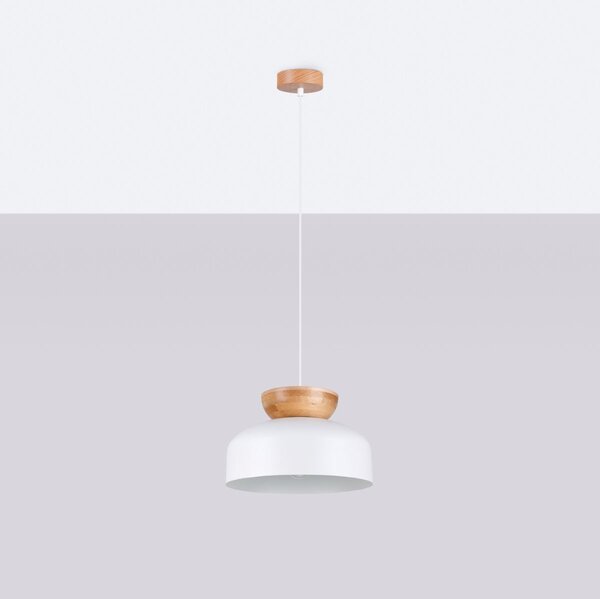 Sollux Lighting Marion lampă suspendată 1x15 W alb-lemn SL.1350