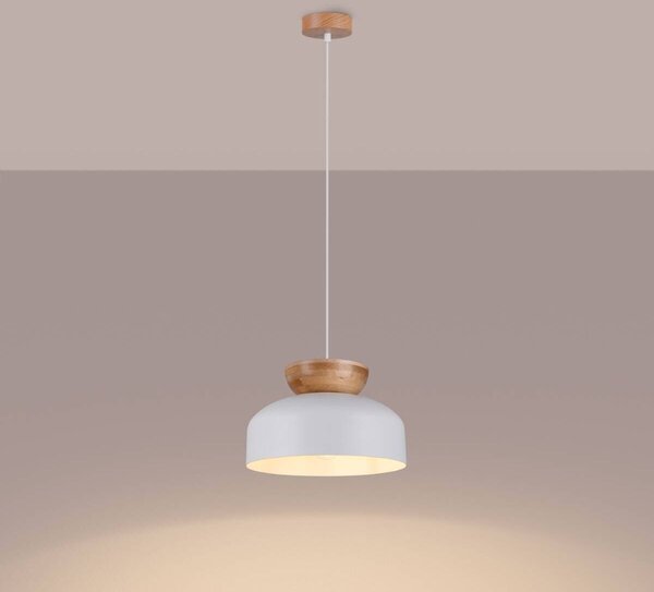Sollux Lighting Marion lampă suspendată 1x15 W alb-lemn SL.1350