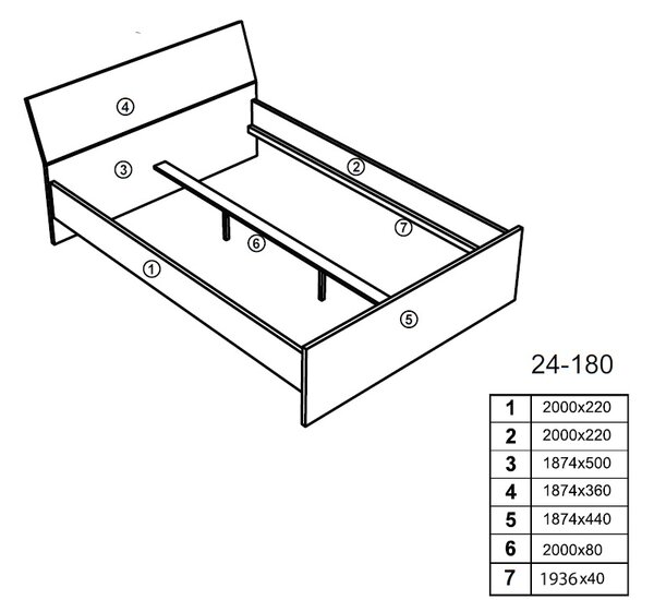 Pat matrimonial 180x200 typ TA-24 Taylor (Stejar wotan) (fără somieră și saltea). Promo -37%. 1041902