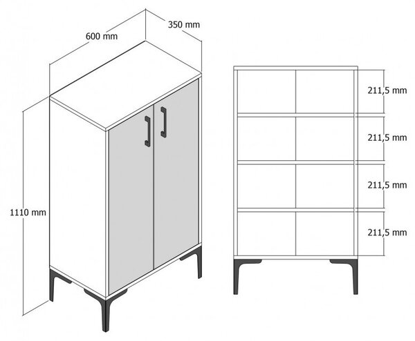 Dulap Pantofi Model Kylan, Nuc/Antracit