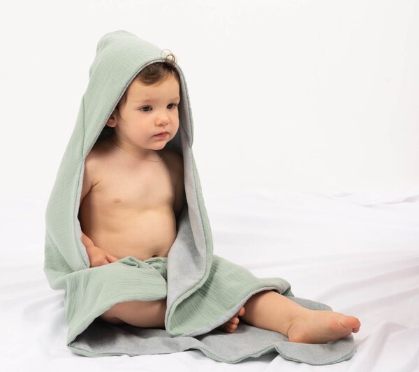 Prosop copii reversibil din muselina si frotir 80x80 cm Kidizi mint, delicat si absorbant
