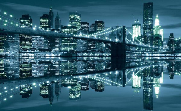 Fototapet - New York și podul Brooklyn (254x184 cm)