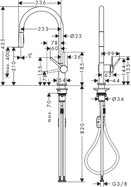 Hansgrohe Talis M54 baterie bucătărie pe picior || 72800340