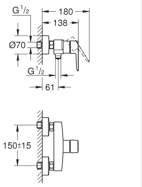 Grohe Start baterie de duș perete negru 322792432