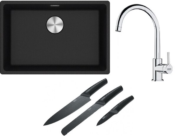 Set chiuvetă din granit Franke Maris 125.0687.257, baterie bucătărie Franke Lina 115.0693.228