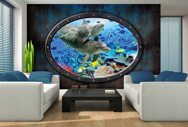 Fototapet - Delfin în aquariu (254x184 cm)