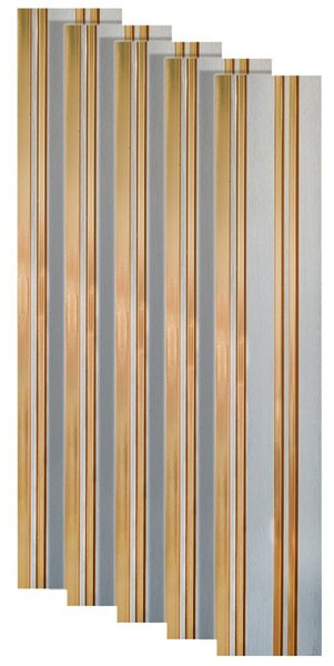 Set 5 panouri decorative, riflaj, polimer rigid, Naimeed D5493, 270x12x1cm, Gri/Auriu