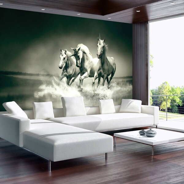 Fototapet - Unicorni galopînd pe apă (152,5x104 cm)