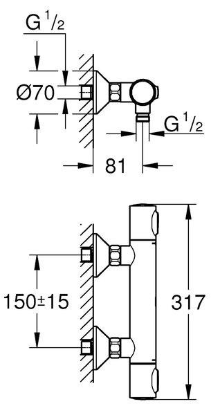 Grohe Precision baterie de duș perete cu termostat crom 34840000